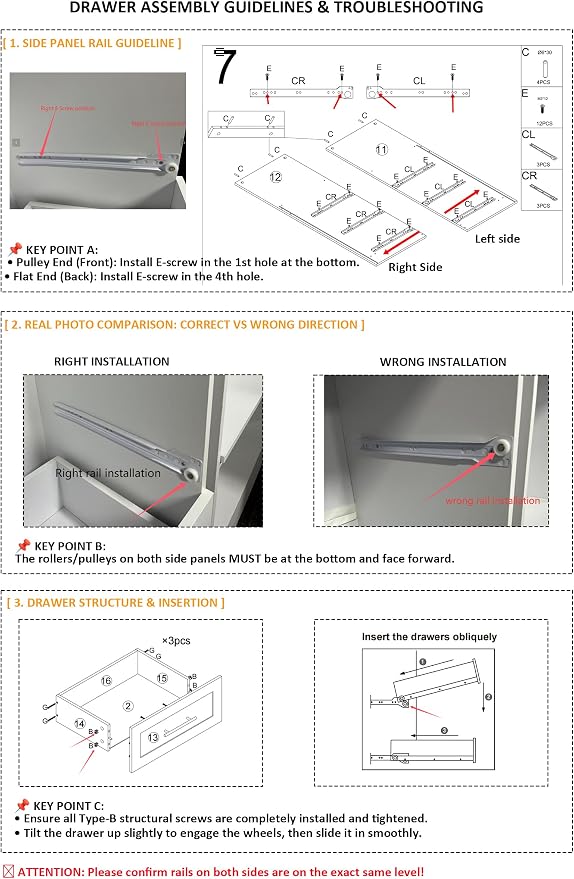 Closet System with 6 Drawers, Wood Closet Organizer System, Walk-in Closet or Small Closet System with Shelves, Modular Closet Systems with 3 Expandable Hanging Rods, 2 Sets, White (4FT)