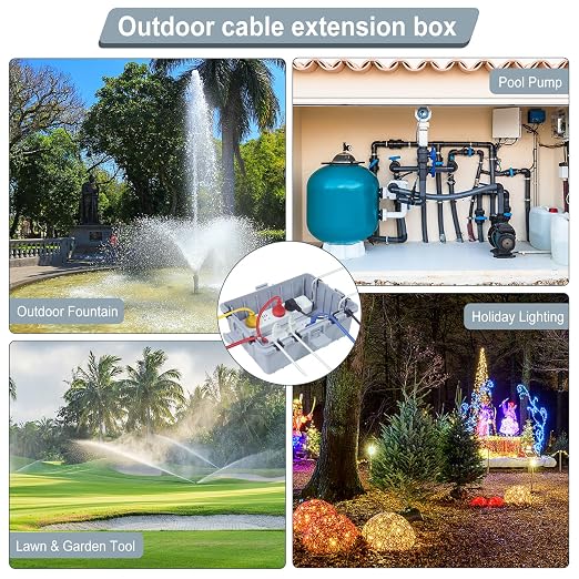 Large Outdoor Electrical Box Waterproof, IP54 Extension Cord Cover Weatherproof Outdoor Outlet Covers, Protect Power Strip, Timer Outlet, Plug, Socket, Holiday Light, Grey (12 x 9X 5 inch)