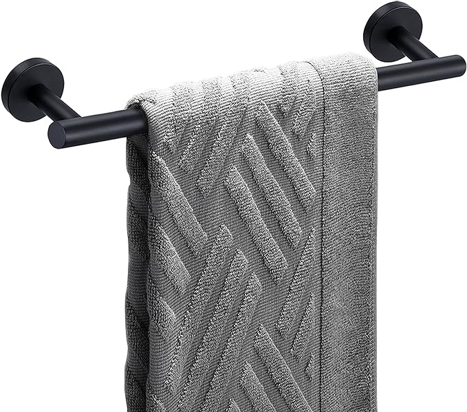 Nolimas Matte Black Bath Towel Bar Single Bars Towel Rack Rod Classic Wall Mounted SUS304 Stainless Steel Bathroom Towel Holder Toilet Kitchen Towel Shelf Single Layer,16 inches