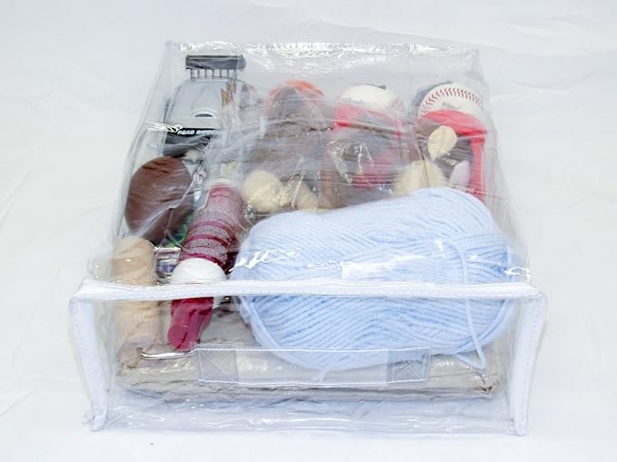 2-Pack Heavy Duty Vinyl Zippered Closet Square Storage Bags (Clear) for Sweaters, Throws, Arts & Crafts, Toys and Much More! (12" x 15" x 5") 3.9 Gallon