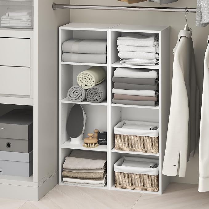 Furinno PASIR 8-Tier Closet Organizers and Storage, Open Shelf, Storage Organizer, 12-Inch Width, for Closet, Bedroom, White