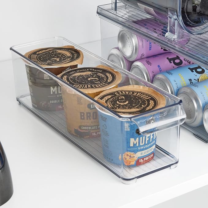 iDesign Stackable Fridge Storage Bin with Handle, Clear | Ideal for Fridge and Freezer, Made in USA