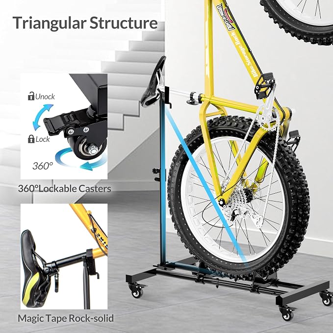Sttoraboks Vertical Bike Stand, Freestanding Bike Rack Garage Storage Upright Bicycle Floor Stand Indoor Bike Holder with Adjustable Height for Garage & Apartment - for Wheels Sizes up to 29” | Freestanding Bike Stand With No Wall Mounting Or Drilling,...