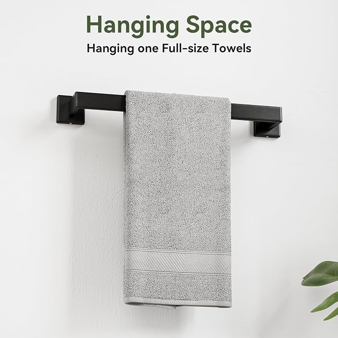 5-Pieces Matte Black Bathroom Hardware Set, 16 Inch Bathroom Towel Bar Set, SUS304 Stainless Steel Bathroom Hardware Accessories Set, Towel Racks for Bathroom Wall Mounted