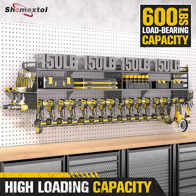 2 Pack Power Tool Organizer Wall Mount, 3-Layer,18 Drill Holders | Large 3-Tier Tool Storage Rack, Heavy Duty 600 lb Load Capacity for Garage Workshop, Black, Gift for Men