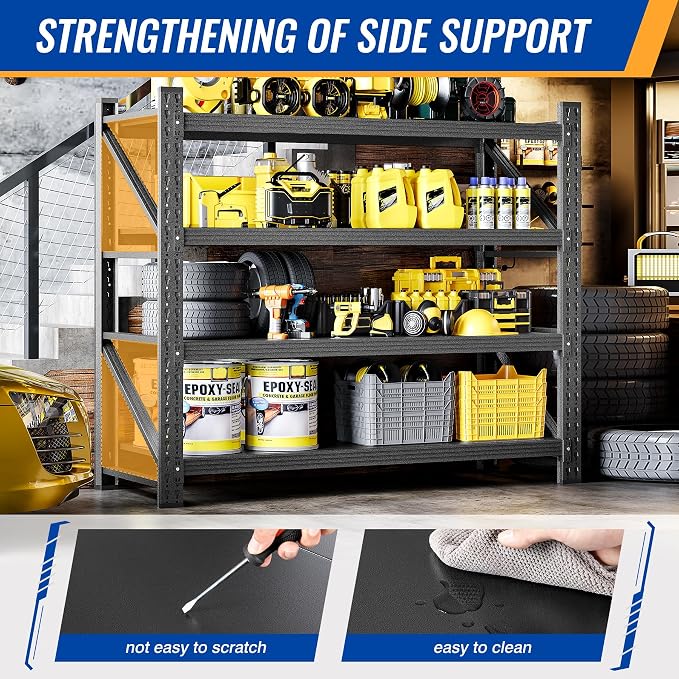 BYNSOE 48" W Storage Shelves 3000lbs Garage Metal Shelving Heavy Duty Garage Shelves Adjustable Storage Shelves for Industrial, Factory,48" W X 24" D X 69" H