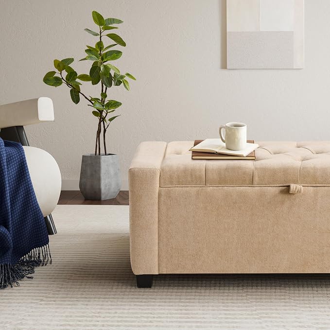 GRAINELL 42.13” Storage Ottoman Bench, Upholstered Tufted Bedroom Bench | End of Bed Storage Bench for Living Room & Entryway, 350 lb Capacity