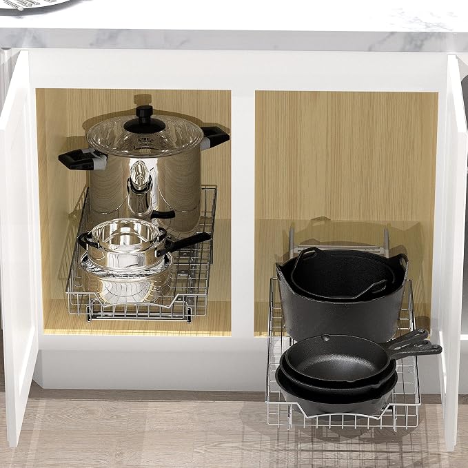 Simple Houseware Under Cabinet Pull Out Sliding Shelf, 21" Dx11 W, Chrome