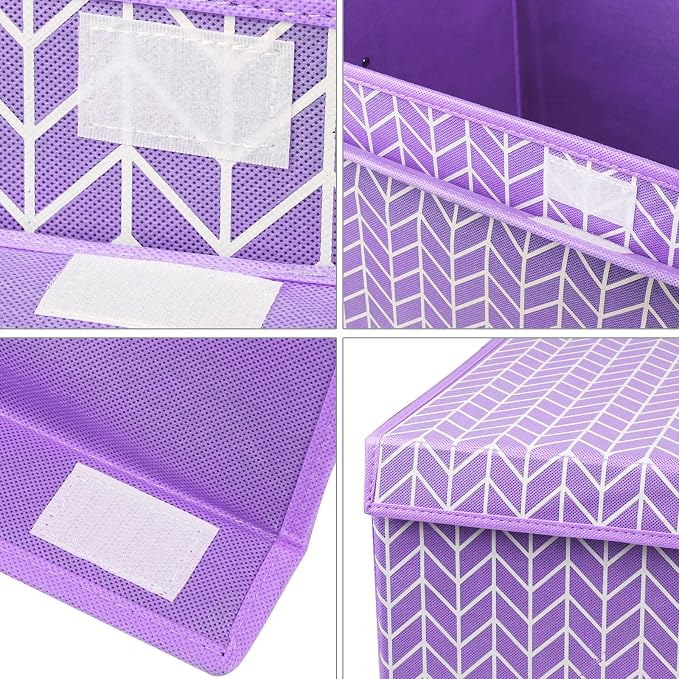 Large Toy Storage Box Chest for Kids, Sturdy Toy Box Bin Baskets with Lid | Toy Storage Box for Living Room, Nursery, Closet, Bedroom, Playroom 25"x13" x16" (Purple)