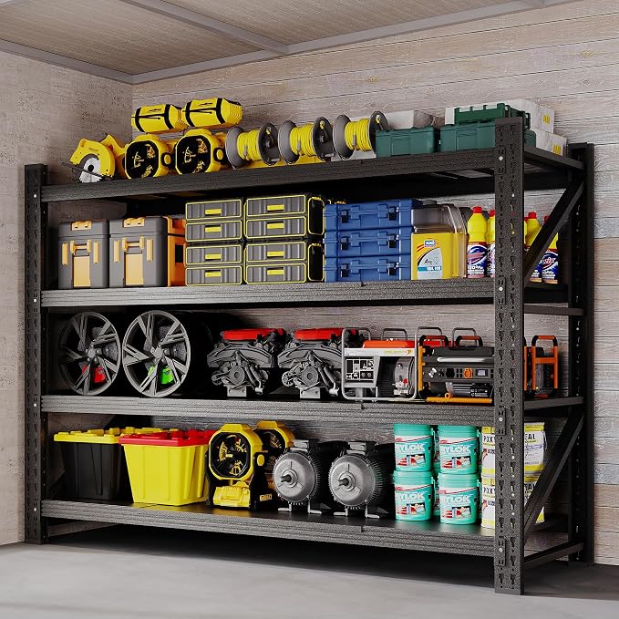 BYNSOE 60" W Storage Shelves 5000lbs Garage Metal Shelving Heavy Duty Garage Shelves Adjustable Storage Shelves for Industrial, Factory, (60" W X 24" D X 70" H)