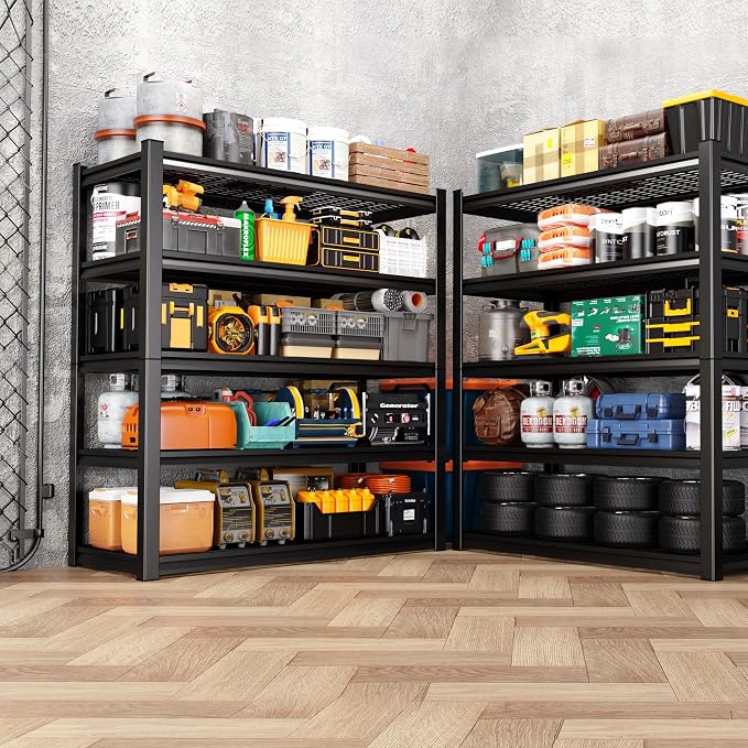 Set of 3 Heavy Duty Garage Shelving 5T Storage Shelves, Adjustable Metal Shelving Unit, Utility Garage Organizer Shelf for Basement, Pantry, Warehouse, Supermarket, 45.6" Wx17.7 Dx71.2 H