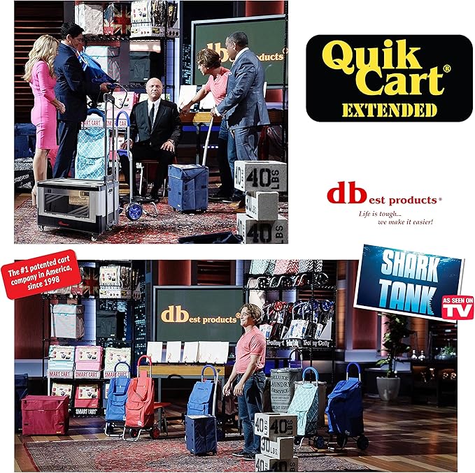 dbest Products Quik Cart Extended Four Wheeled Rolling Crate Teacher Utility with seat Dual Accessible Doors Heavy Duty Collapsible Basket with Two Position Handle | with Wheels, Dual Side Doors, Two-Position Handle, 360 Spinner Wheels, Foldable Utilit...