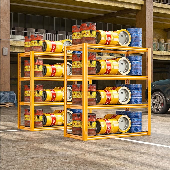 REIBII 40" W Yellow Garage Shelving with Double-Layer Frames for Homeowners | 2240Lbs, Adjustable, 10-Min Easy Assembly, Wire Mesh Panels, for Garage Basement Warehouse Commercial, 40"W×19.5"D×59.5"H, 3P