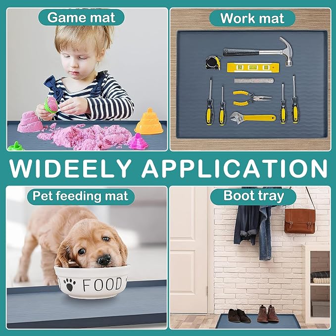 URMONA Waterproof Silicone Under Sink Mat 31'' x 22'' Shelf Liner for Kitchen and Bathroom, Cabinet and Counter Protector, Storage and Organizers, Litter Mat, Pet Cat Puppy Essentials(Cream)