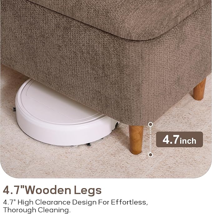 39.4" Ottoman with Storage Upholstered Storage Bench for Living Room | Modern Fabric End of Bed Bench Footstool with Wooden Legs Ottoman Bench for Window Hallway Entryway Bedroom Brown