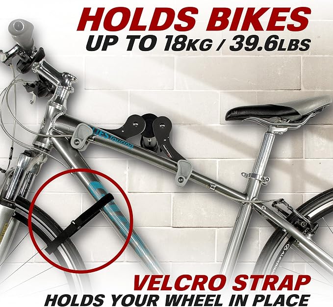 Ibera Bike Wall Mount - Adjustable Frame Holder & Soft Rubber Cradles - Garage Bike Rack for Road, MTB, Kids, Hybrid Bikes - Easy Installation & Space-Saving Design