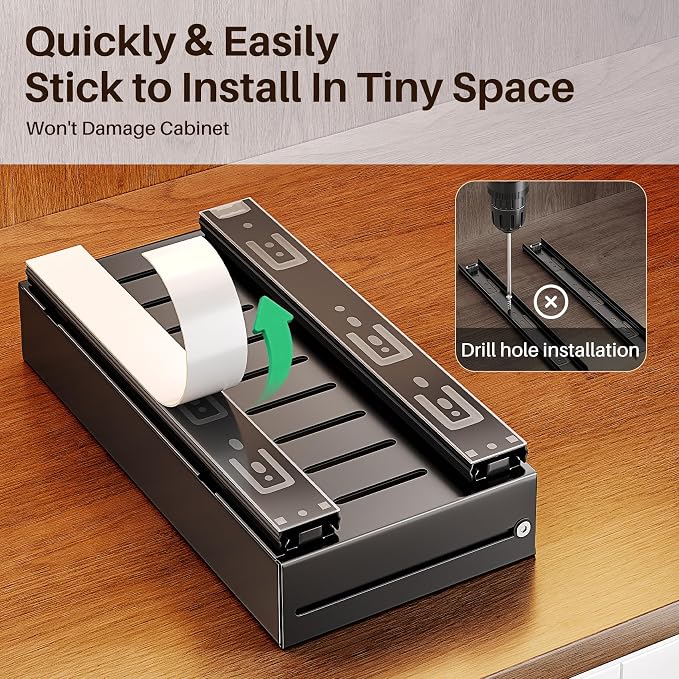 SNTD Pull Out Spice Rack Organizer for Inside Cabinets, Expandable,1-Pack | Adjustable Width 4.1" to 7.2", Smooth Ball Bearing Slides, No Drill Mounting, Fits 10" Deep Upper Cabinets