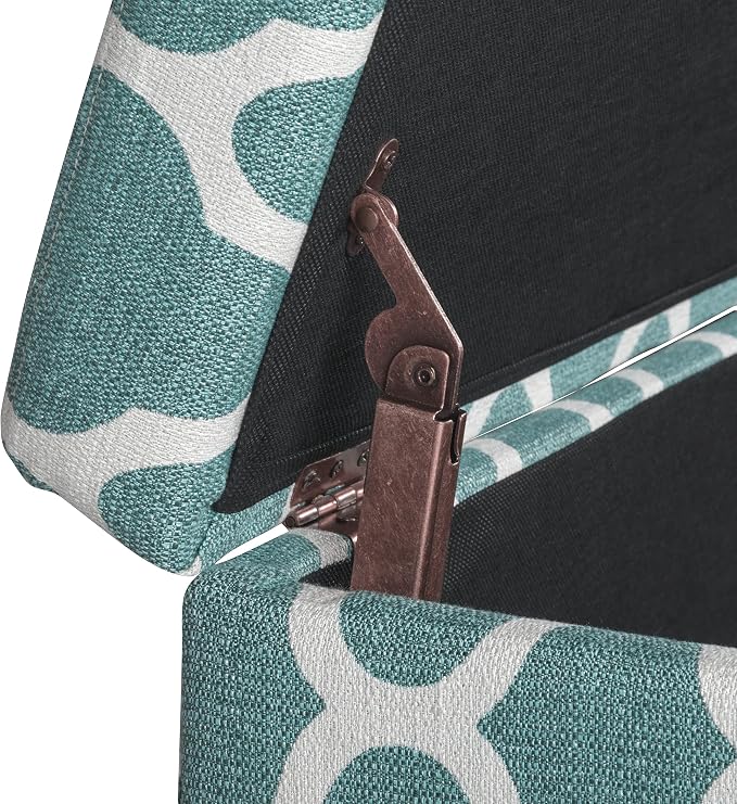 HomePop 36" Storage Ottoman Bench with Hinged Lid - Teal Geometric