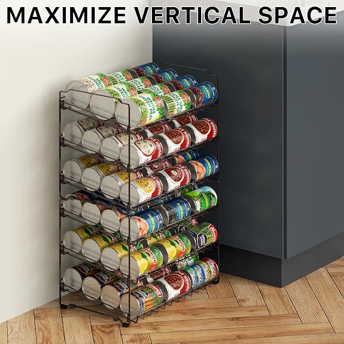 Simple Houseware 3-Tier Stackable Can Organizer Rack Hold 36 Cans, Bronze | Can Food Storage Dispenser for Pantry/Cabinet, Adjustable Dividers – 11.5" D x 17" W x 13.75" H