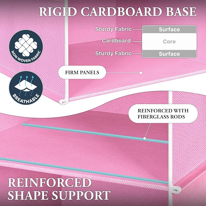 Simple Houseware 5 Shelf Hanging Closet Organizer, Pink | 360° Rotating Dual Hooks, Top Support Metal Frame, 6 Side Mesh Pockets