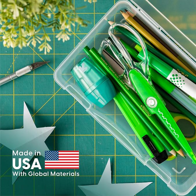 IRIS USA Clear Cases |Made in USA| Plastic Box Organizers (6-Pack)- Medium | Bead Storage Organizing Containers with Snap Lid for Arts, Crafts, Ephemera, Stickers, & Dance Cheer