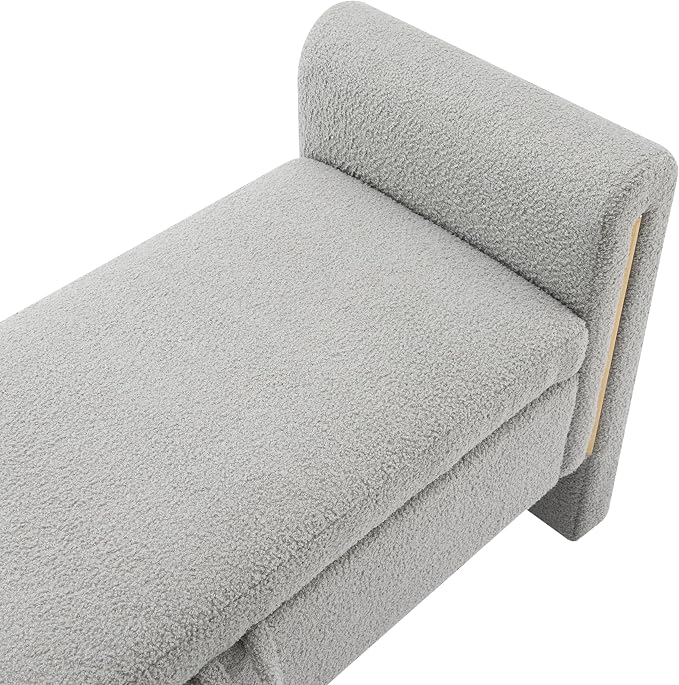 Christopher Knight Home Upholstered Storage Ottoman, Teddy Fabric Bench with Solid Wood Legs, Comfortable Foot Rest Stool, Storage Bench for Bedroom End of Bed, Living Room, Dorm, Dining Room, Gray