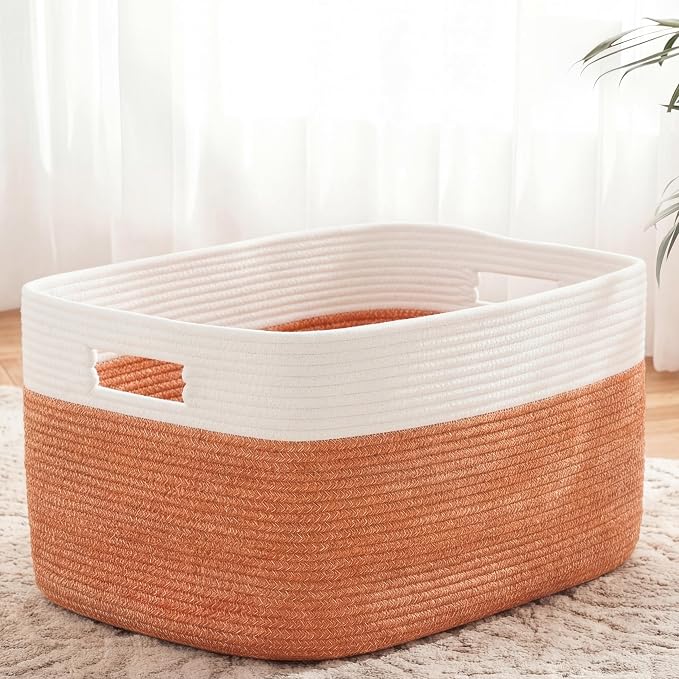 Artfeel Blanket Basket,Rectangle Woven Baskets for Storage,65L Laundry Basket for Decorative Nursery Blanket,Toys,Dirty Clothes and Magazine in Shelves,Baby Room,and Living Room