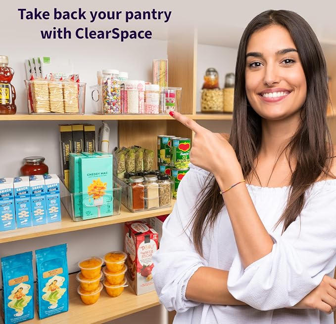 ClearSpace Pantry Organizers and Storage, Cabinet & Kitchen Organizer and Storage - Fridge Organizer, Drawer Organizer and Snack Organizer - Refrigerator and Cupboard Shelf Organizer