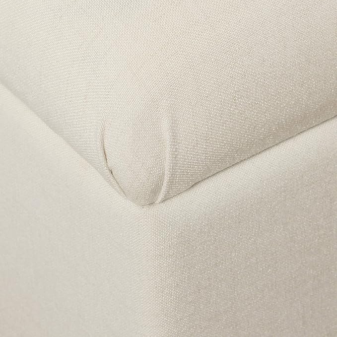 Homepop Home Decor | Tufted Ainsley Button Storage Ottoman Bench with Hinged Lid | Ottoman Bench with Storage for Living Room & Bedroom, Soft Cream, Textured Neutral