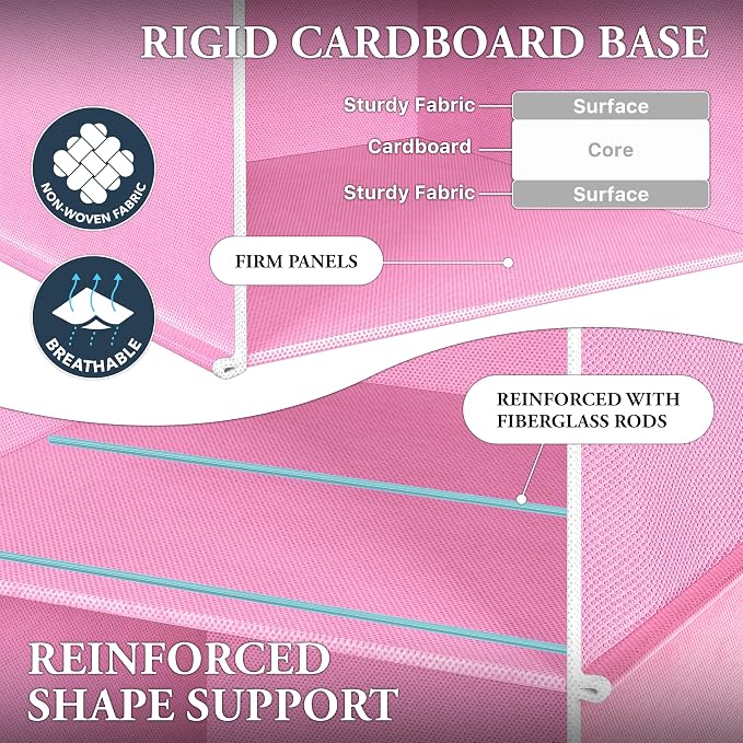 Simple Houseware 6 Shelf Hanging Closet Organizer, Pink | 360° Rotating Dual Hooks, Top Support Metal Frame, 6 Side Mesh Pockets