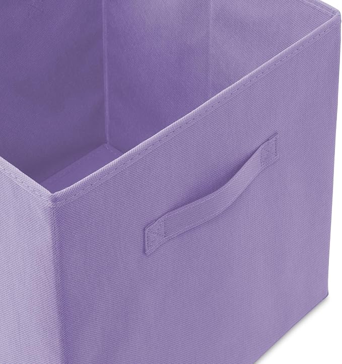 Casafield Set of 6 Collapsible Fabric Cube Storage Bins, Lavender - 13" Foldable Cloth Baskets for Shelves, Cubby Organizers & More