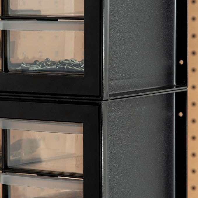 IRIS USA 24-Drawer Plastic Storage Cabinet, Teacher Toolbox, Garage, Black | Wall mountable, Stackable, Small Business Scrapbook Art Balloons Building Bricks Crafts Stickers Storage