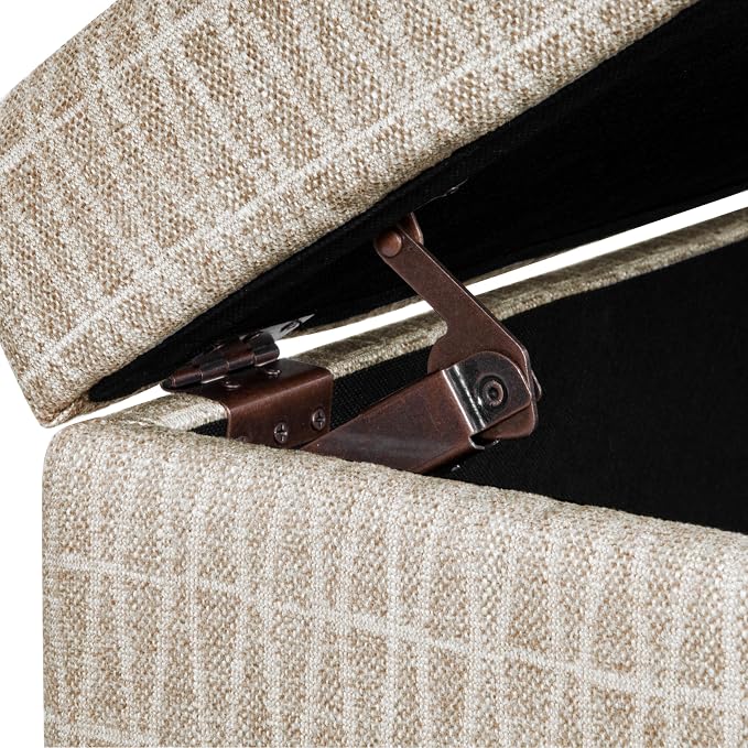 HomePop Malmo 36" Storage Bench - Tan Geometric Pattern