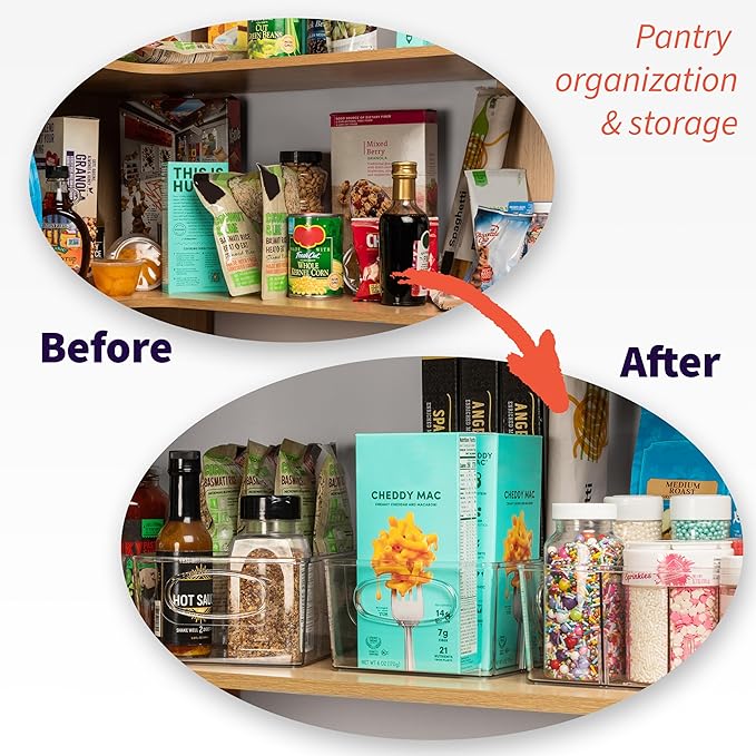 ClearSpace Pantry Organizers and Storage, Cabinet & Kitchen Organizer and Storage - Fridge Organizer, Drawer Organizer and Snack Organizer - Refrigerator and Cupboard Shelf Organizer