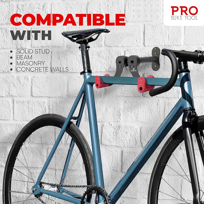 PRO BIKE TOOL Bike Wall Mount - Horizontal Indoor Bike Rack for 1 Bicycle - Bike Rack for Garage - Safe and Secure Bike Hook for Road, Mountain or Hybrid Bikes - Bike Hanger, Bicycle Storage