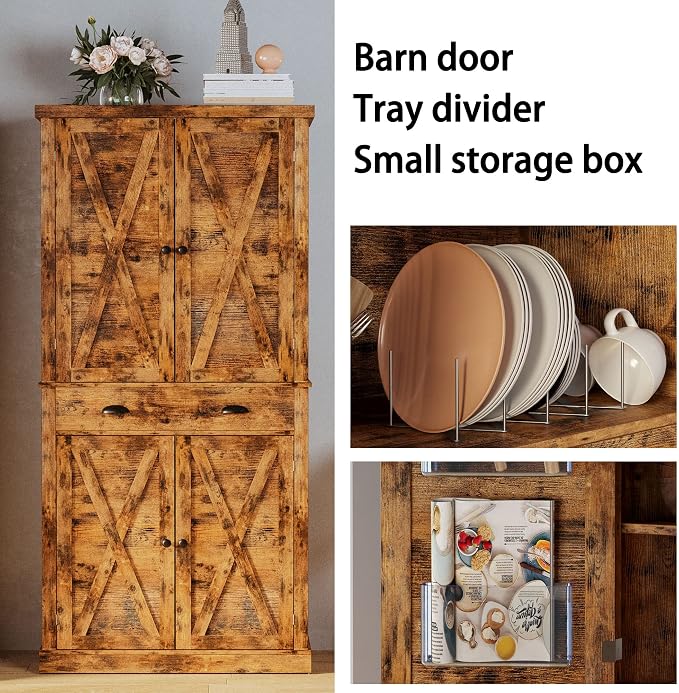 IRONCK Storage Cabinet with Drawers and Doors for Living Room and Entryway | Open Shelves, Adjustable shelves, Organized essentials