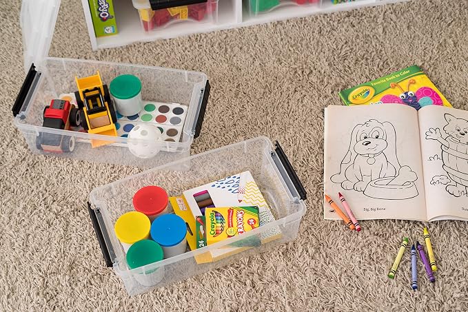 IRIS USA 6-Pack 6 Quart Storage Bins with Lids | Transparent design makes contents easy to find. Ideal for shoes, photos, documents, and small essentials. Nestable design