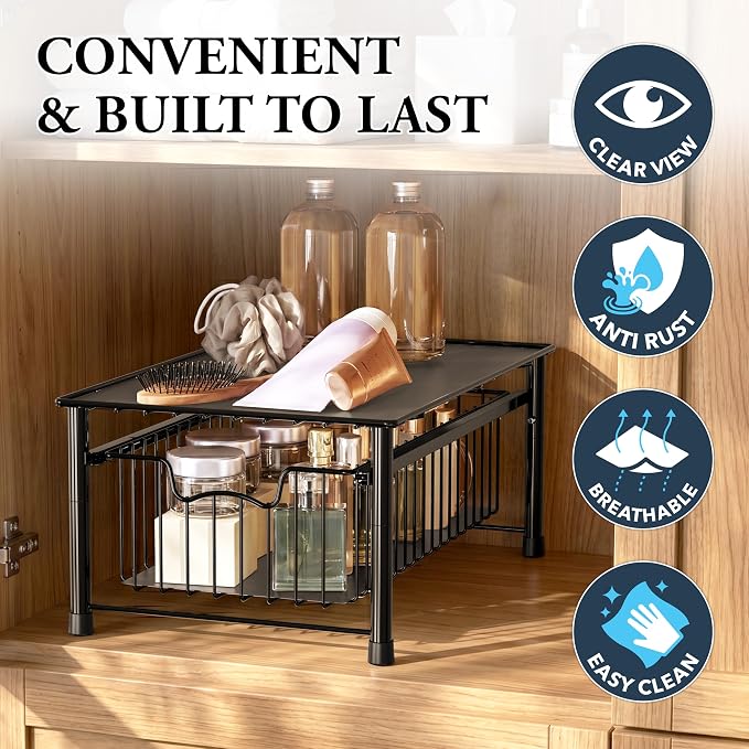 Simple Houseware Stackable Basket Drawer, Black