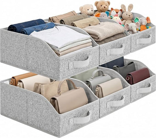 GRANNY SAYS Trapezoid Closet Organizers, 10"Lx15¾"Wx6¾"H, Gray, 6-Pack | Fabric Storage Bins for Closet Shelves, Cube Shelf, Closet Organizers and Storage for Clothes, Purse, Toys, Towels