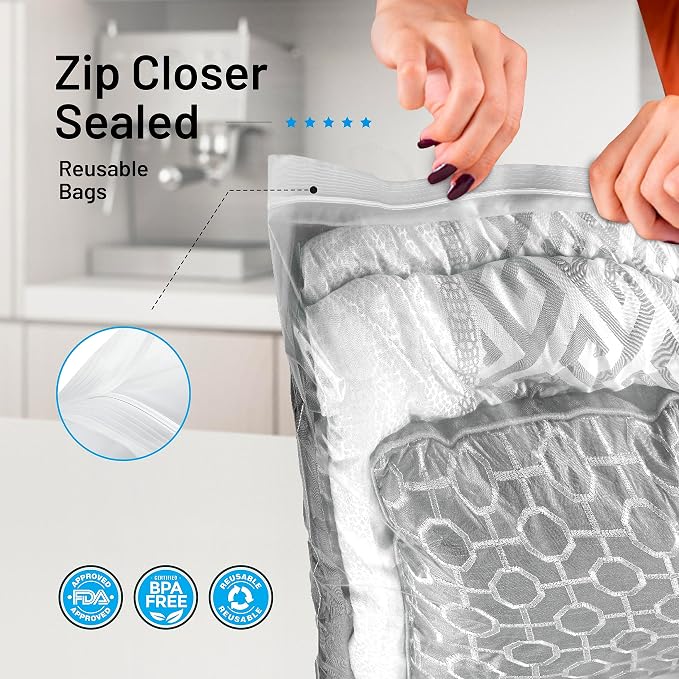 4 Count - Large Storage Bags With Zipper Top, 10 Gallon Size 24" x 24", Extra Large Plastic, For Clothes, Travel, Moving, BPA-Free, Heavy Duty 3-Mil Thick