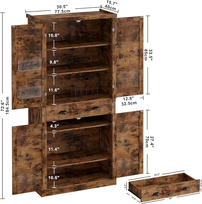 IRONCK Storage Cabinet with Drawers and Doors for Living Room and Entryway | Open Shelves, Adjustable shelves, Organized essentials