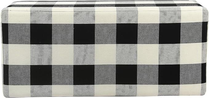 HomePop 36" Storage Ottoman Bench with Hinged Lid - Black Buffalo Plaid
