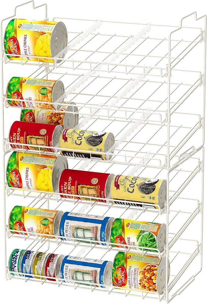Deco Brothers Stackable Can Rack Organizer Holds Up to 36 Cans, White | for Kitchen and Pantry