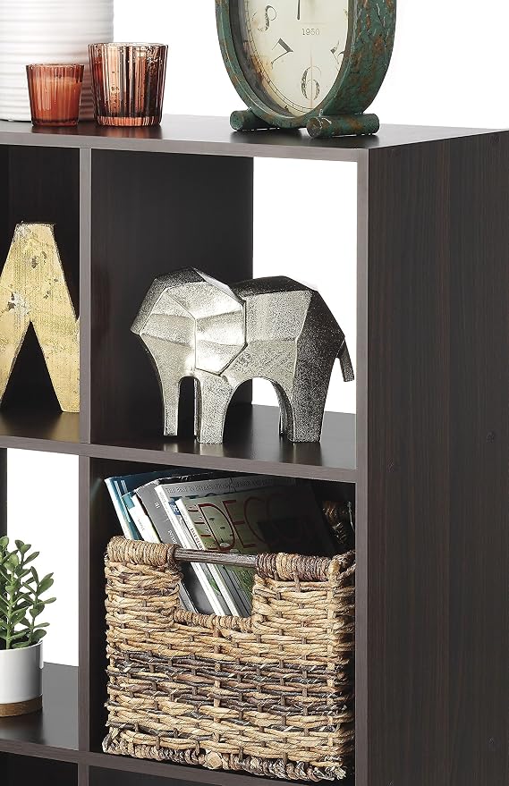 Whitmor 9 Cube Storage Organizer, 3 Tier Stackable Mdf Wood Bookcase, Open Storage Display Bookshelf, Storage Cabinet for Living Room, Bedroom, Home, Office, 35.5"L x 11.7"W x 35.5"H, Espresso