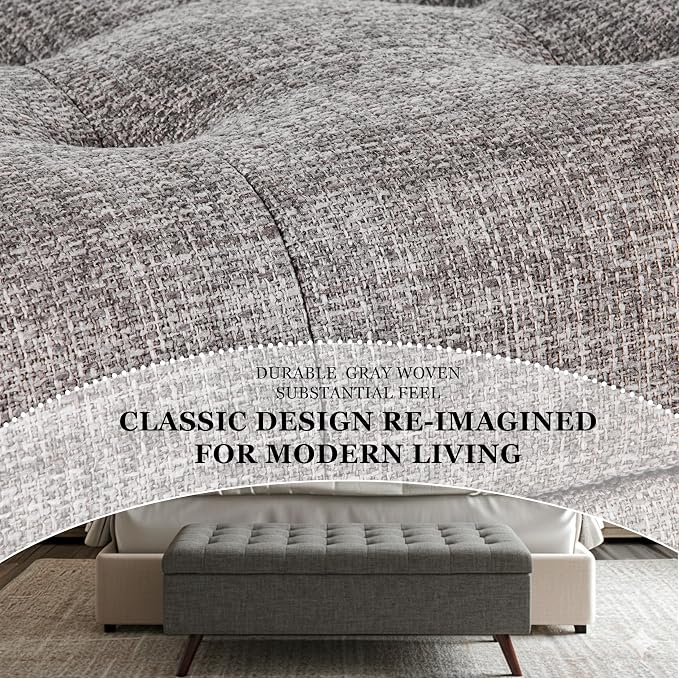 HomePop 48" Modern Tufted Storage Bench - Medium Gray