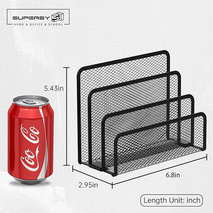 Mail Organizer Countertop for Desk, Mail File Holder with 3-Slot, Black | Metal Mesh Mail Sorter for Letters, Envelopes, Bills, and Files for Home Offices, Classroom Organization