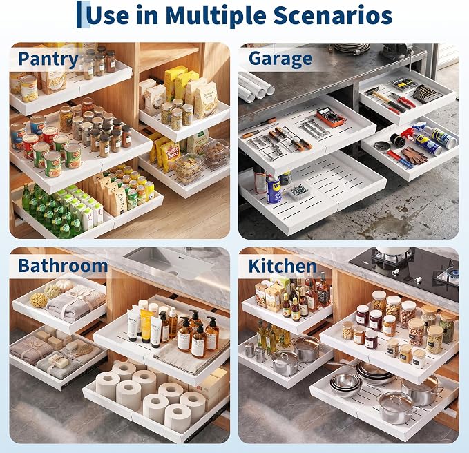 Garvee 2 Pack Pull Out Cabinet Organizers, Expandable 16.93"-27.95" Width