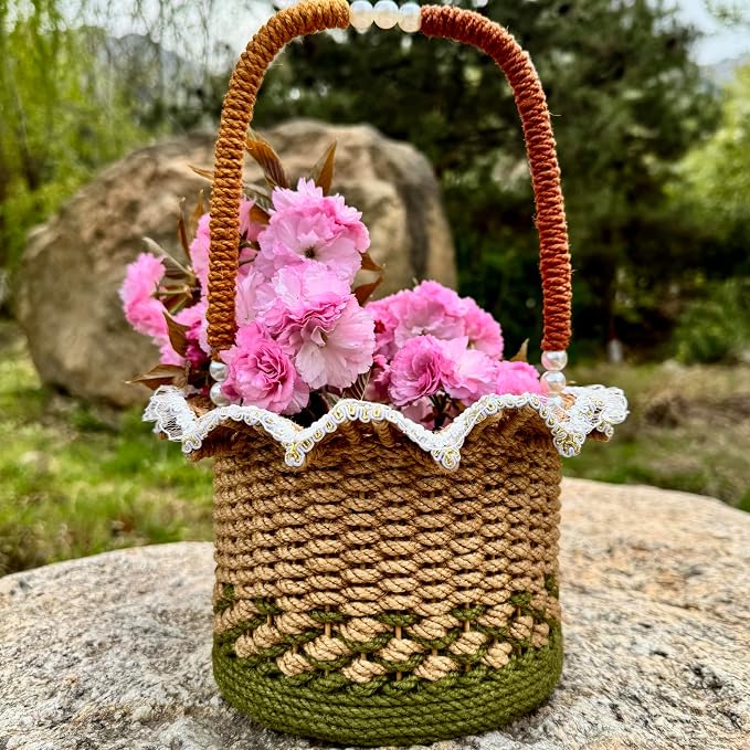 Zenpeace Wicker Basket, Suitable For Hand-Woven Basket In Bedrooms, Kitchens, Bathrooms and Living Rooms, for Organizing and Decorating Projects, Storage Clothes and Various Items vases