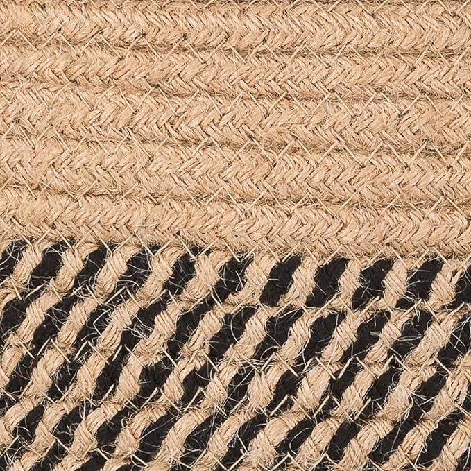 CHICVITA Wicker Storage Basket with Leather Handles, 14" x 12", Black | Decorative Woven Basket for Toys, Shoes, Blankets & Laundry Storage, Living Room & Bedroom Organizer, Indoor Plant Basket