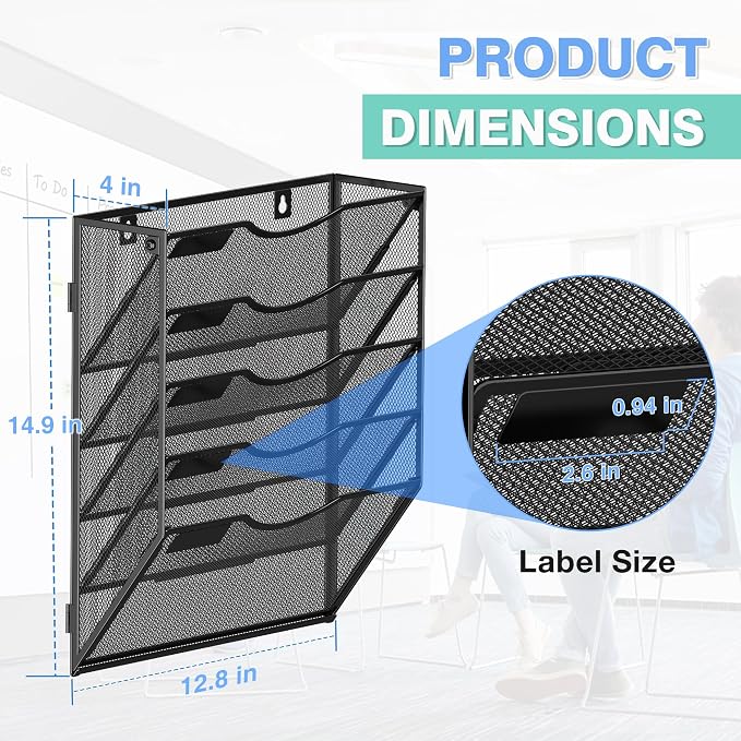 Kuntine.B Wall File Organizer Office Hanging Magazine Holder Wall File Organizer for Office Home
